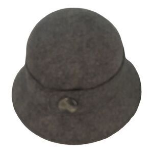 Vintage CHIC Wool Gray w/ Button Accent Bucket Crusher Hat